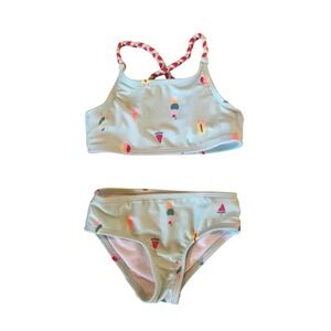 Girls Mint Green Popsicle Print Bikini Two Piece Swimsuit Size 4T